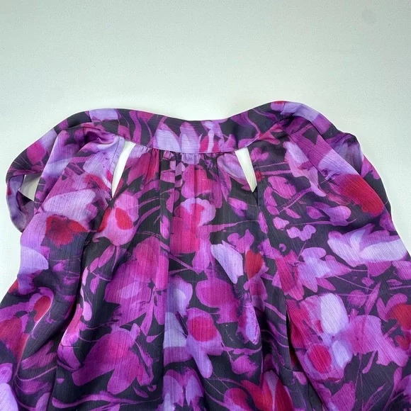 Ted Baker London Purple Pink Ruffled Bishop Sleeve Mini Dress - Picture 6 of 16